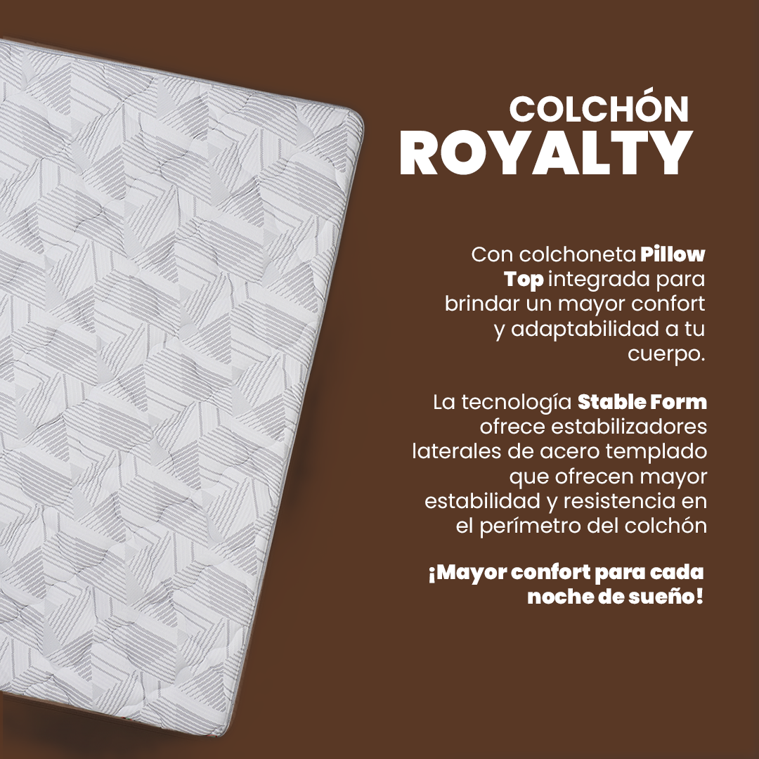 Colchón Matrimonial América Modelo Royalty Max | Tecnología Perfect Side | Soporte Ortopédico Y Lumbar | Firmeza Media | Resortes Infiniti