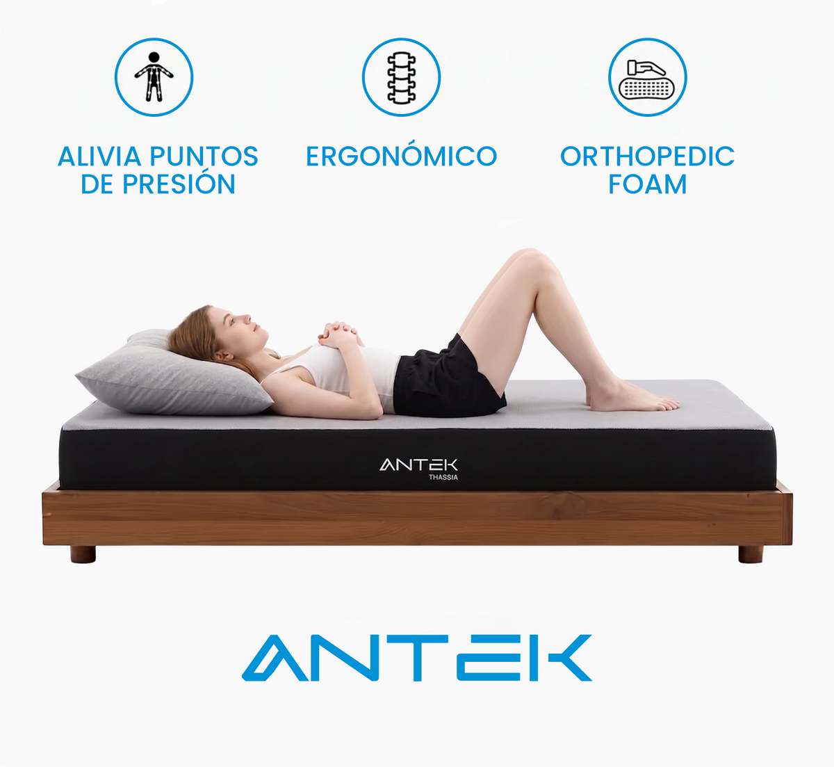 Colchón Individual Caja Ortopédico Antek Memoryfoam Thassia