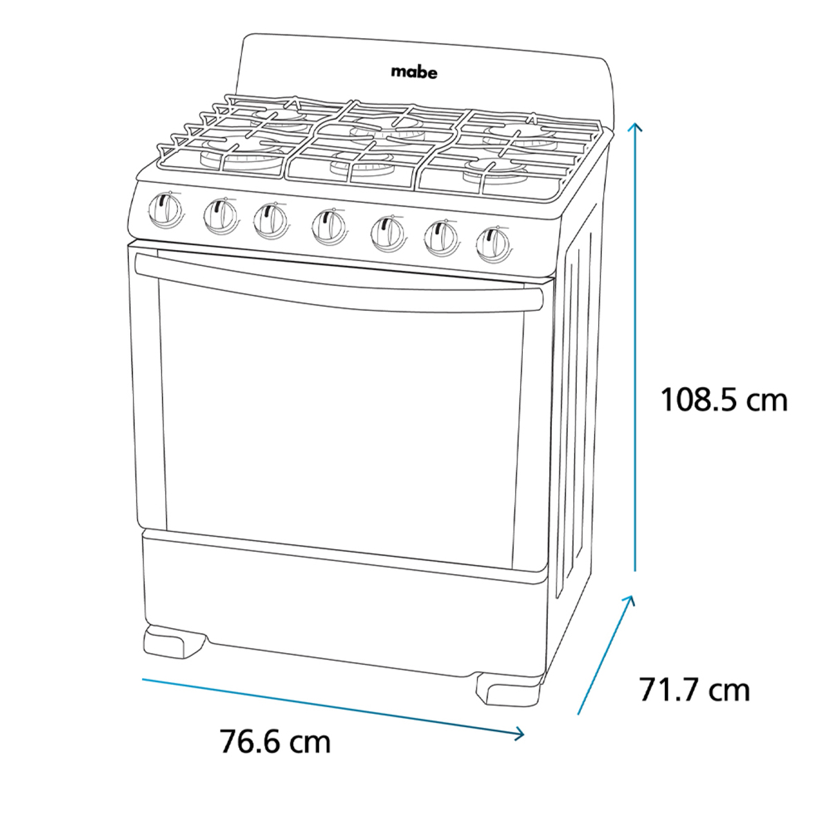 Estufa de Piso 76 cm (30 pulgadas) Plata Mercury Mabe - EM7654BFIS3