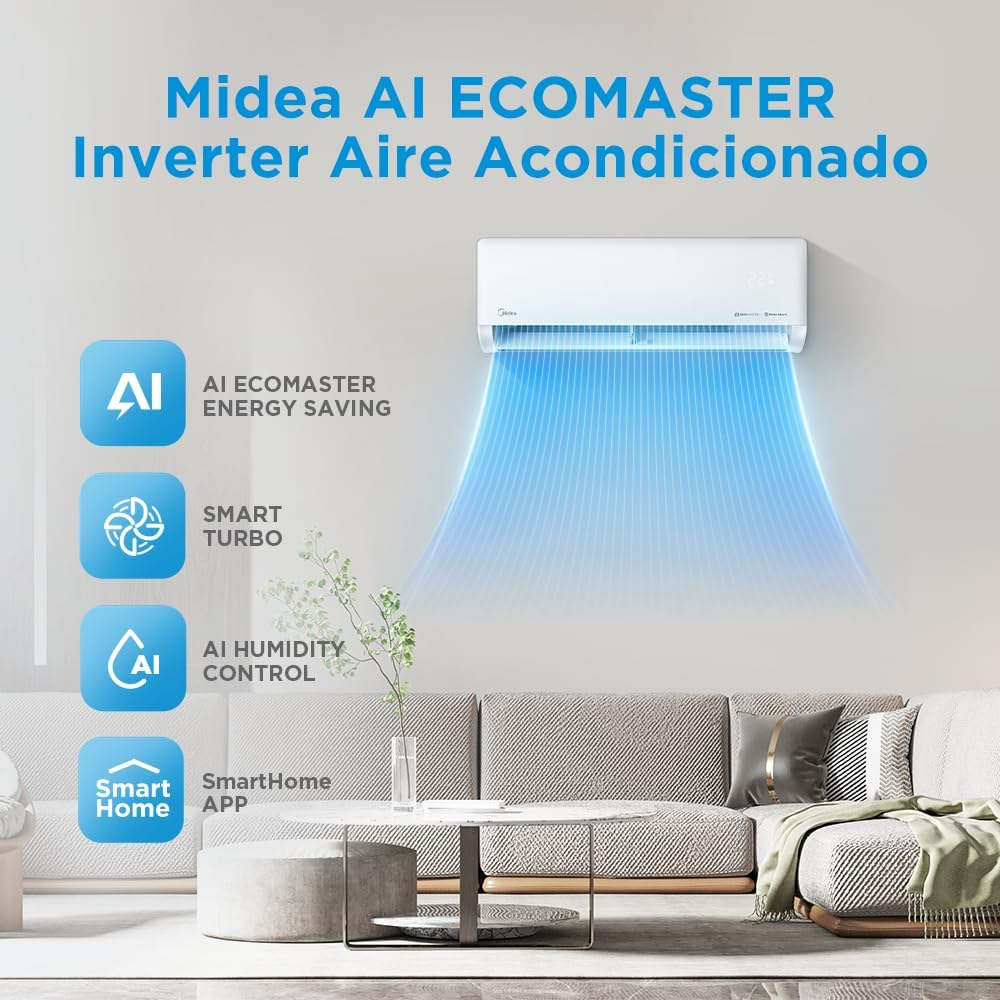 Minisplit Midea AI Ecomaster - 1 Ton, 110V, Frío y Calor (MAS12H1EZI)