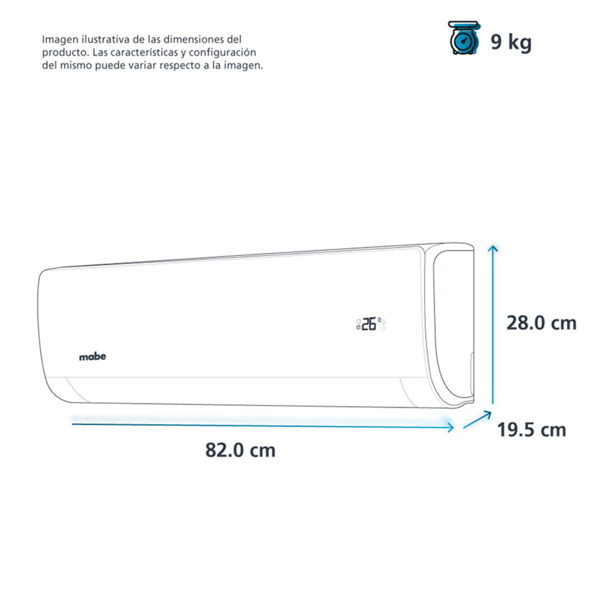 Minisplit Mabe Convencional - 1 Ton, 115V, Solo Frío (MMT12CABWCAM3)