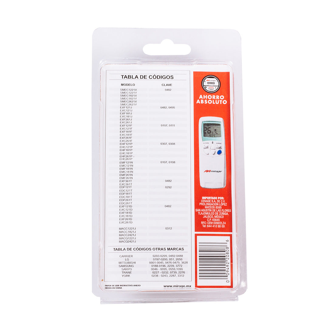 Control Remoto Universal Mirage Cualquier Marca De Minisplit
