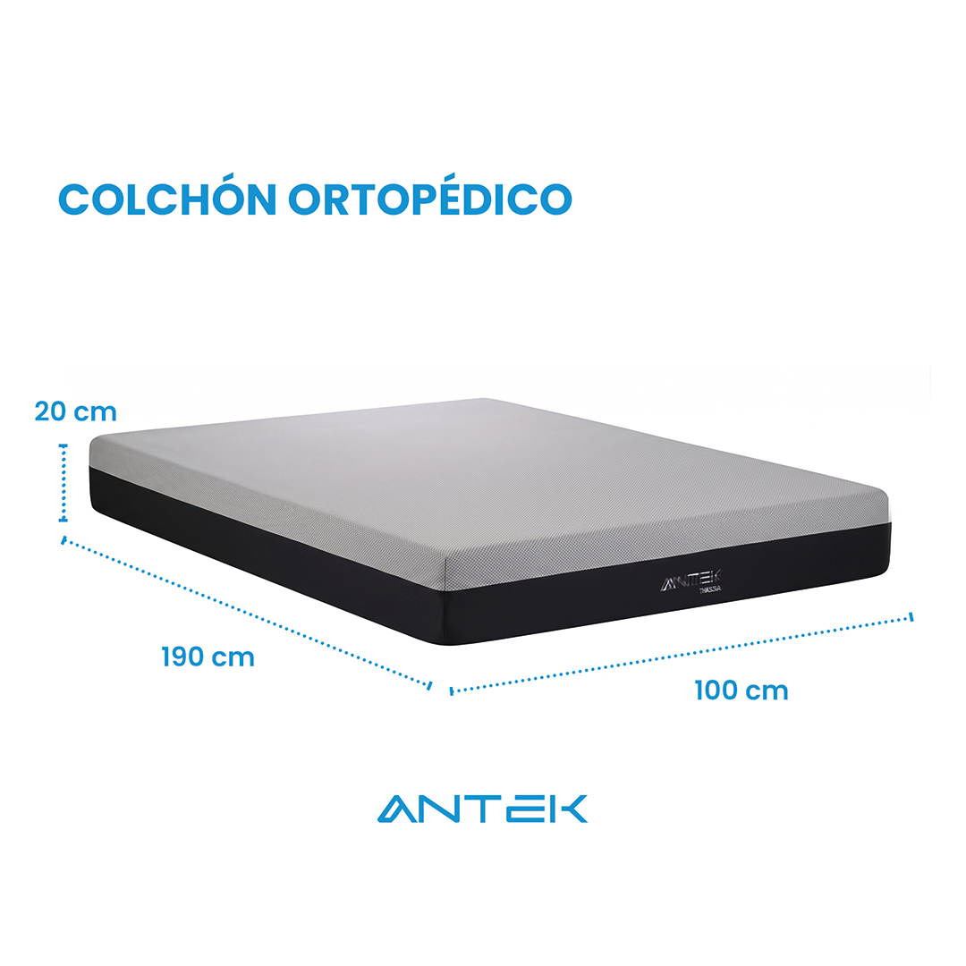 Colchón Individual Caja Ortopédico Antek Memoryfoam Thassia