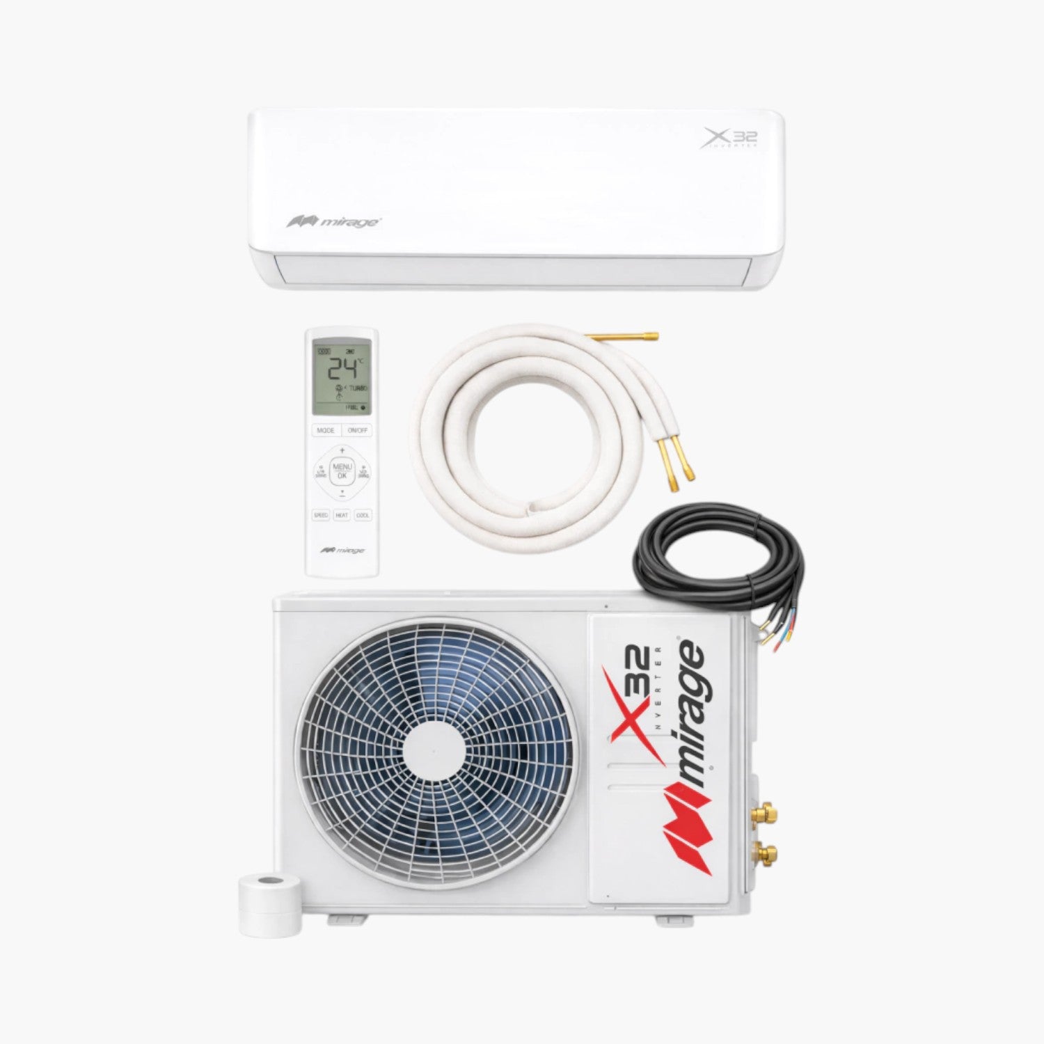 Minisplit Mirage Inverter X32 - 1 Ton, 110V, Solo Frío (CWF120E)