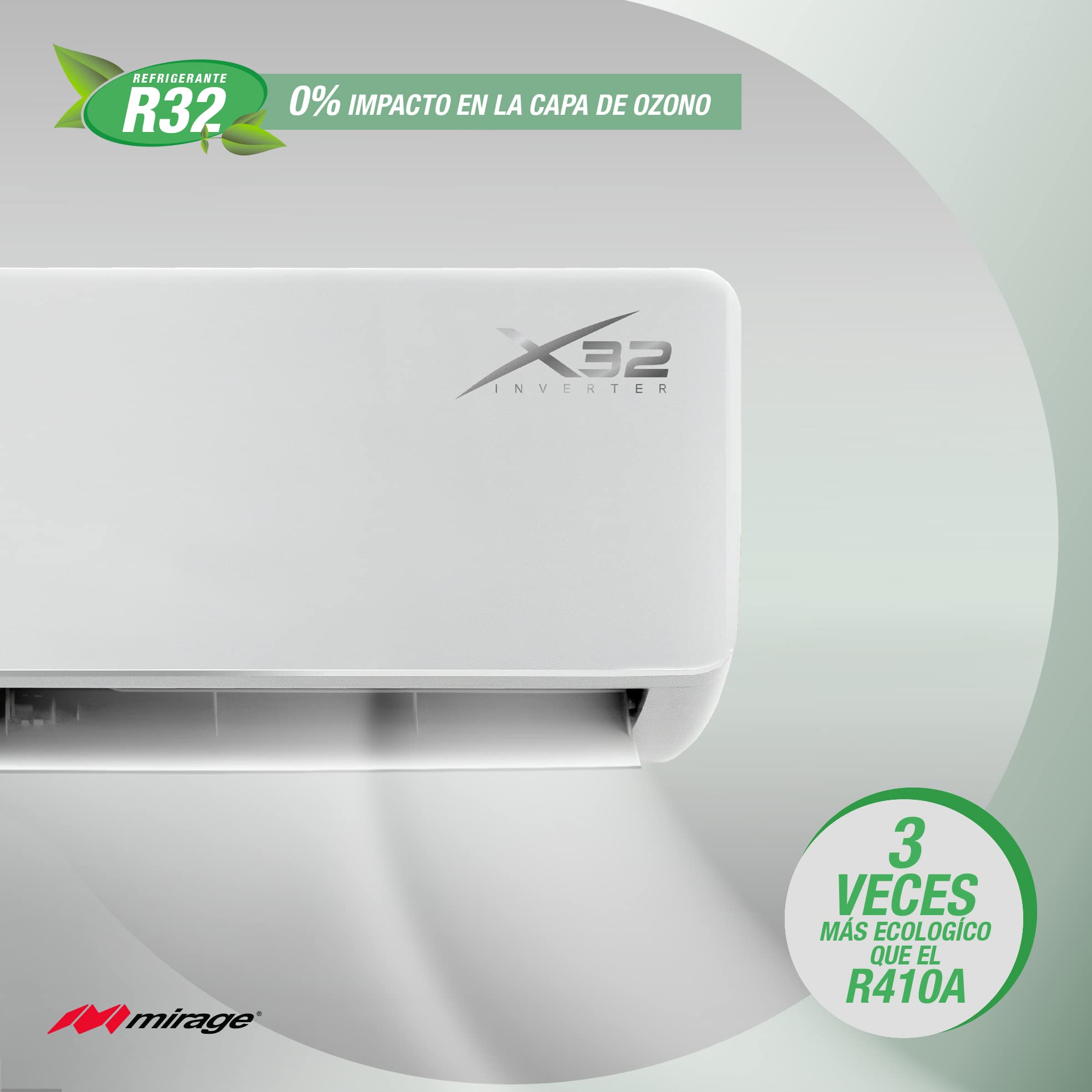 Minisplit Mirage Inverter X32 - 1 Tonelada, 220V, Frío/Calor (CWC121E)