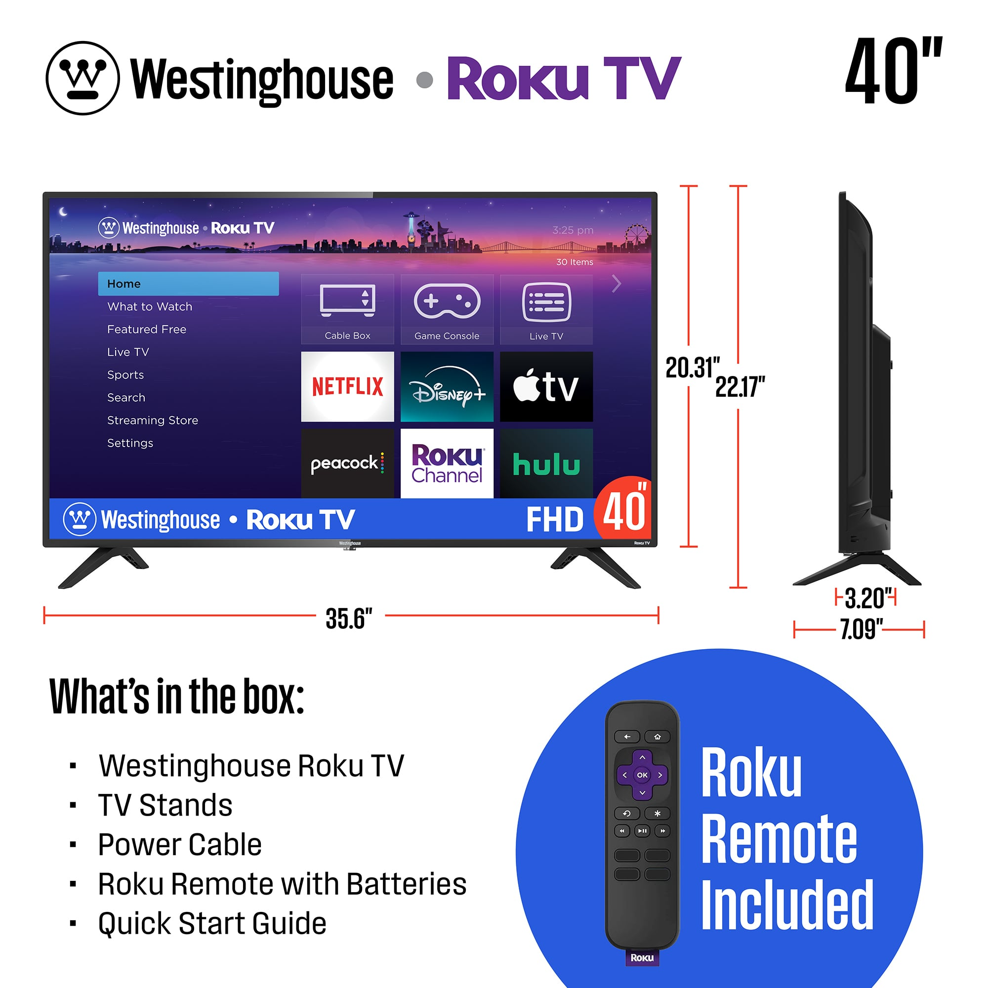 Pantalla Smart TV Hisense 40 Pulgadas Full HD Roku 40H4030F4