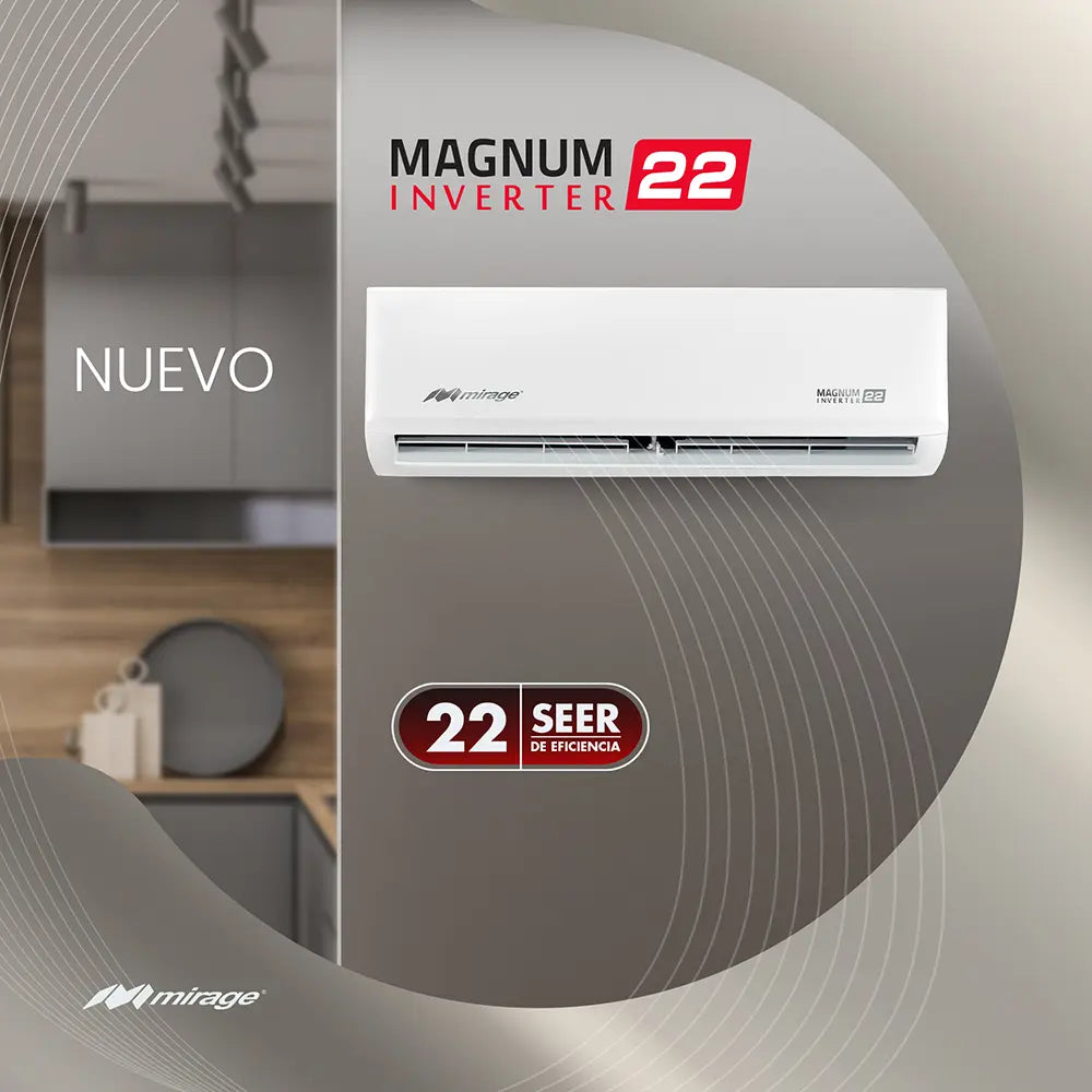 Minisplit Mirage Inverter Magnum 22 - 1  Ton, 110V, Frío y Calor (CMC120V)